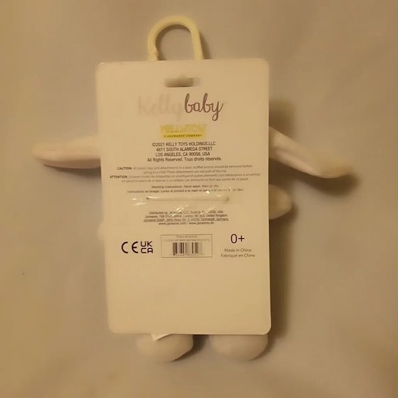 Kelly Baby Rabbit Plush 10" Lt Gray Rattle W/ Crinkle Ears NEW - Picture 2 of 3